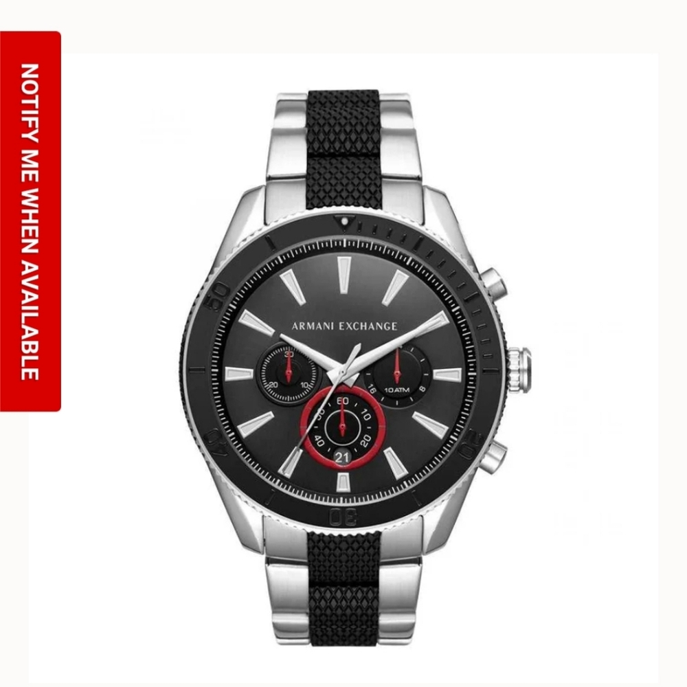 Armani Exchange Black and Silver Chronograph Watch